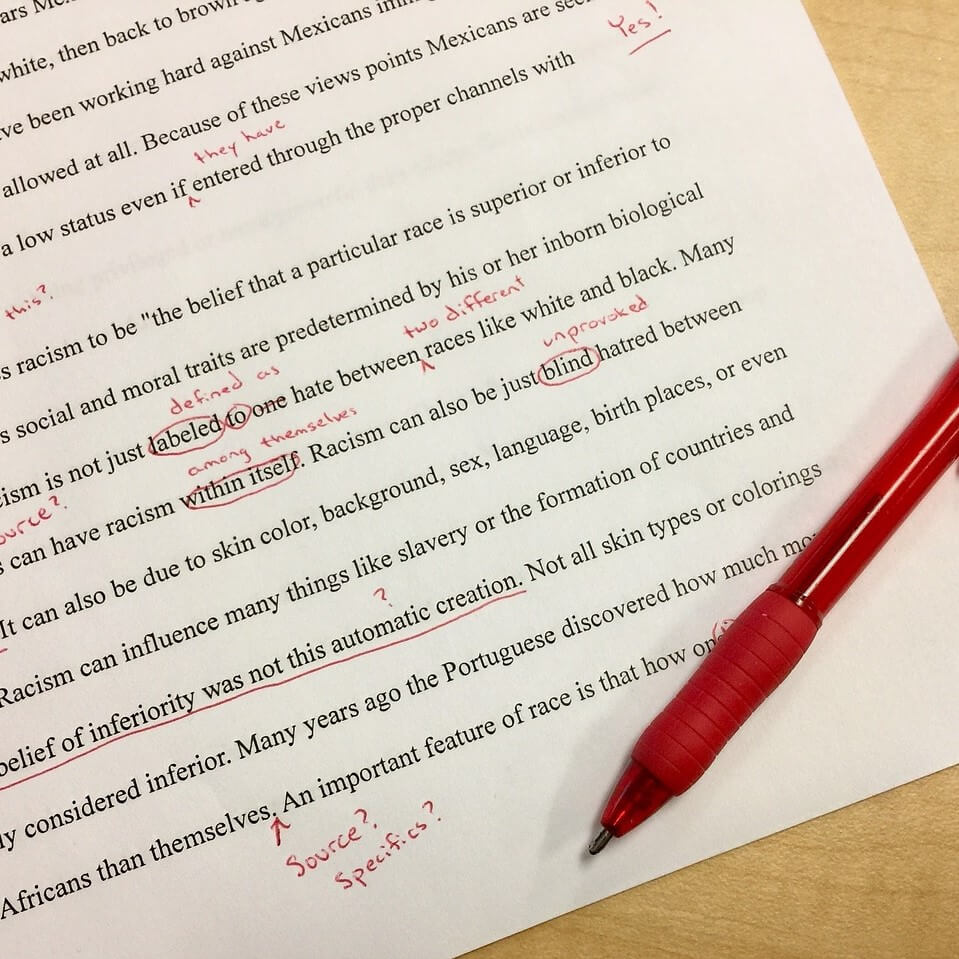 Copy editing is the process of evaluating a paper to ensure it is completely error-free. 